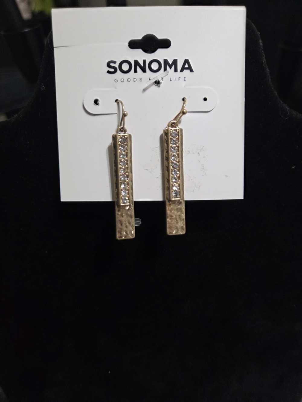 Kohl's Gold Bar Drop Earrings with Clear Crystals